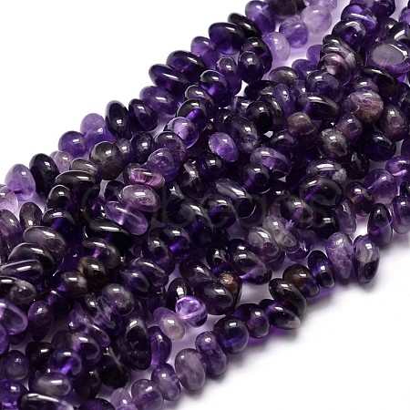 Natural Amethyst Chip Beads Strands G-E271-123-1