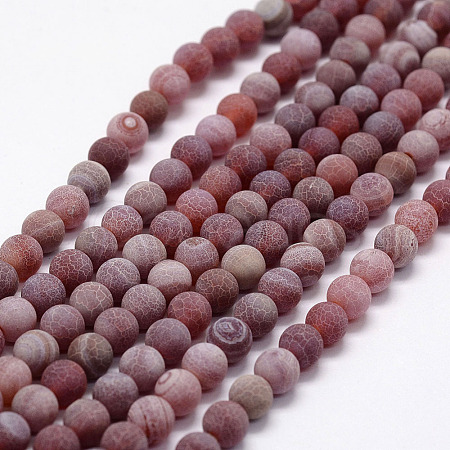 Frosted Natural Agate Beads Strands X-G-F367-8mm-04-1