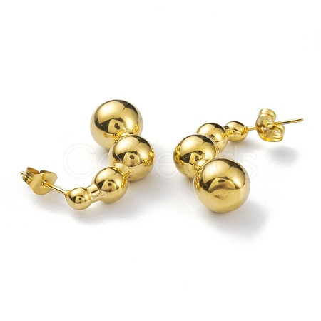 304 Stainless Steel Round Ball Beaded Stud Earrings for Women EJEW-K244-15G-1