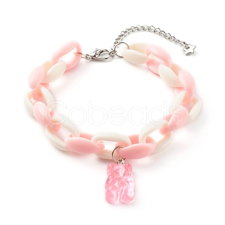 Resin Bear Charm Bracelets BJEW-JB06281-04-1