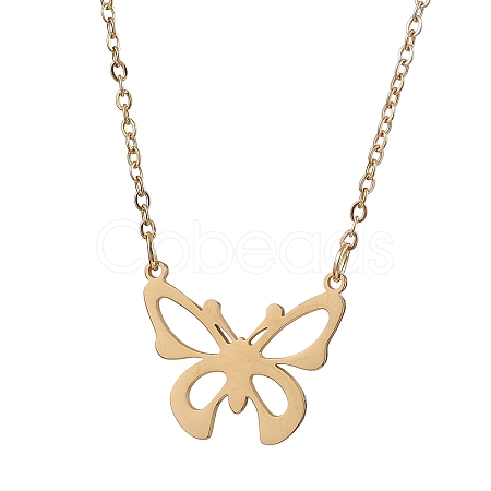 Hollow Butterfly 304 Stainless Steel Pendant Necklaces NJEW-JN04814-02-1