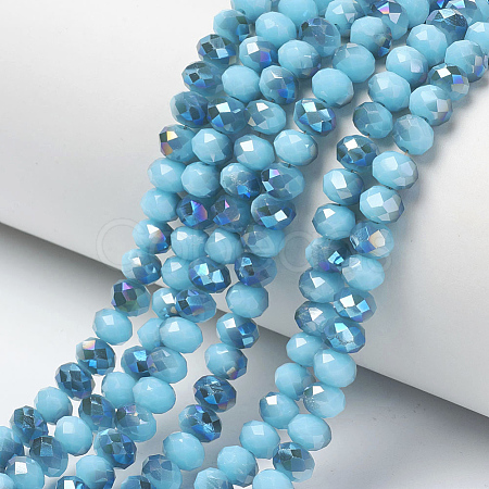 Electroplate Opaque Solid Color Glass Beads Strands EGLA-A034-P4mm-I13-1