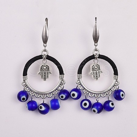 Lampwork Beads Dangle Earrings EJEW-JE03314-02-1