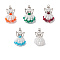 Handmade Seed Beads Pendants, with Antique Silver Elastic Thread, Loom Pattern, with Alloy Butterfly Bead and Glass Pearl Round Bead, Angel & Fairy, Mixed Color, 37x22x24mm, Hole: 3mm