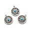 304 Stainless Steel Pave Dyed Synthetic Turquoise Sun Charms, Stainless Steel Color, 14.5x12x3mm, Hole: 1.4mm