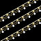 Glass Rhinestone Cup Chains, Strass Chains, Iron Chains Tassel Chains with Plastic Imitation Pearl Charm, Soldered, Golden, 20mm