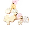 Candy Color Round Beaded Stretch Bracelet with Heart Unicorn Charm for Women X-BJEW-JB07636-04-5