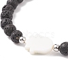 Hamsa Hand with Evil Eye Shell & Natural Lava Rock Beaded Stretch Bracelet BJEW-JB08235-04-5