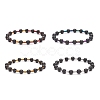 Natural Lava Rock Round & Glass Column Beaded Stretch Bracelet BJEW-JB08623-1