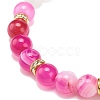Natural Gemstone Beaded Stretch Bracelet with Alloy Column for Women BJEW-JB08503-5