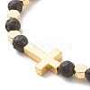 Cross Cubic Zirconia Beads Stretch Bracelet BJEW-JB07198-8