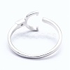Adjustable Rhodium Plated 925 Sterling Silver Cuff Finger Ring Components STER-I016-045P-3