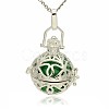 Silver Color Plated Brass Hollow Round Cage Pendants KK-J240-09S-1