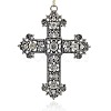 Antique Silver Plated Alloy Rhinestone Cross Pendants RB-J205-01AS-1