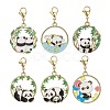 Round Ring with Panda Alloy Enamel Pendant Decorations HJEW-JM01042-1