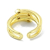 Brass with Cubic Zirconia Open Cuff Ring RJEW-B051-02G-3