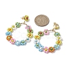 Woven Flower Glass Seed Beads Dangle Earrings EJEW-JE05816-3