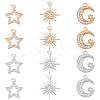 SUPERFINDINGS 12Pcs 6 Style Rack Plating Brass Micro Pave Cubic Zirconia Charms ZIRC-FH0001-18-1