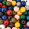 220Pcs 11 Colors Painted Natural Wood European Beads WOOD-TA0001-54-13