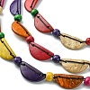Dyed Natural Coconut Half Round Beaded Chains 3 Layer Necklaces NJEW-B088-01-2
