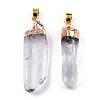 Natural Crystal Big Pointed Pendants with Golden Plated Iron Findings G-R275-162-2