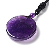 Natural Amethyst Tree of Life Pendant Necklace with Nylon Rope NJEW-H009-03-05-3
