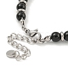 304 Stainless Steel & Glass Round Beaded Bracelets for Women BJEW-G717-11-4