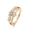 Heart Clear Cubic Zirconia Adjustable Ring RJEW-M146-04G-1