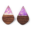 Transparent Resin & Walnut Wood Pendants RESI-N039-60A-3