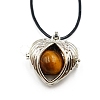 Natural Tiger Eye Cage Pendant Necklaces PW-WG28400-07-1