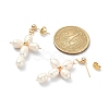 Natural Pearl Beaded Cross Dangle Stud Earrings EJEW-JE05257-3