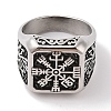 Viking 304 Stainless Steel Vegvisir Wide Finger Rings for Mens RJEW-U005-21A-04-2