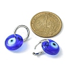 Blue Lampwork Evil Eye Dangle Hoop Earrings EJEW-JE05276-01-3