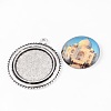 Antique Silver Alloy Pendant Cabochon Bezel Settings and The White House Printed Glass Cabochons TIBEP-X0173-15-3