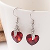 Heart Glass Pendant Necklaces & Dangle Earrings Jewelry Sets SJEW-JS00881-04-5