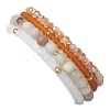 4Pcs 4 Styles 6mm Round Natural Flower Amazonite & Glass Beaded Stretch Bracelet Sets BJEW-JB10605-5