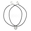 2Pcs 2 Style Alloy Split Heart Matching Pendant Necklaces Set NJEW-JN04552-1