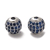 Rhodium Plated 925 Sterling Silver Micro Pave Cubic Zirconia Beads STER-H110-24B-05P-1