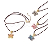 Alloy Enamel Butterfly Pendant Necklaces NJEW-JN04580-1