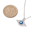 Alloy Crystal Rhinestone Cable Chain Blue Enamel Eye Pendant Necklaces for Women NJEW-JN04977-02-3