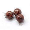 Round Natural Red Rainbow Jasper Pendants X-G-Q434-14-2