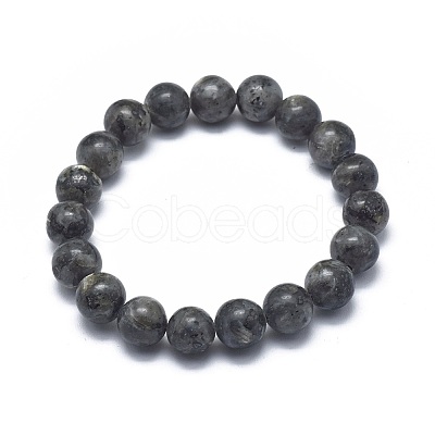 Natural Larvikite Bead Stretch Bracelets BJEW-K212-B-046-1