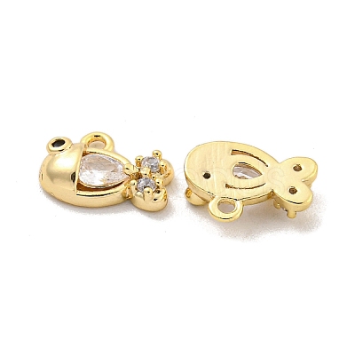 Brass Micro Pave Clear Cubic Zirconia Charms KK-Z044-30G-1