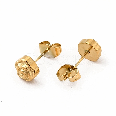 304 Stainless Steel Flower Stud Earrings for Women EJEW-C004-10G-1