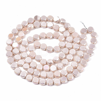 Electroplate Opaque Solid Color Glass Beads Strands EGLA-T020-07J-1