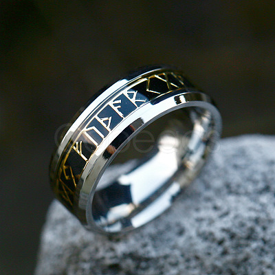 Titanium Steel  Words Finger Rings FIND-PW0020-12B-P-1