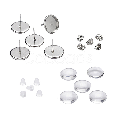 DIY 50Pairs Flat Round Earring Making Kits DIY-YW0001-90P-1