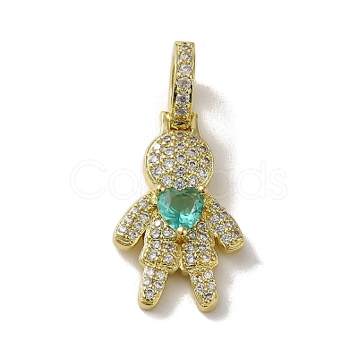 Rack Plating Brass Micro Pave Clear Cubic Zirconia Pendants KK-R158-02D-G-1