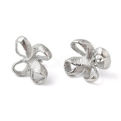 Non-Tarnish 304 Stainless Steel Hollow Flower Stud Earrings for Women EJEW-K244-27P-1