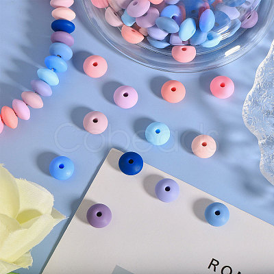 CHGCRAFT 180Pcs 12 Colors Rondelle Food Grade Eco-Friendly Silicone Abacus Beads SIL-CA0003-18-1